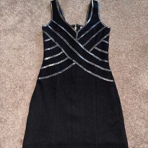 Elegant Black Mini Dress with Silver Accents